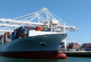 container ship at port of long beach 