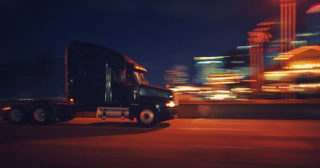 drayage truck at night