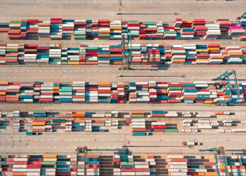 shipping containers in port yard