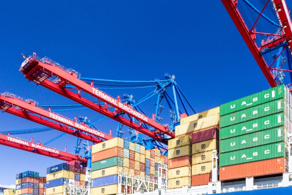 freight shipping containers at port