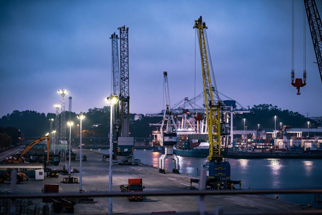 ocean freight containers at port