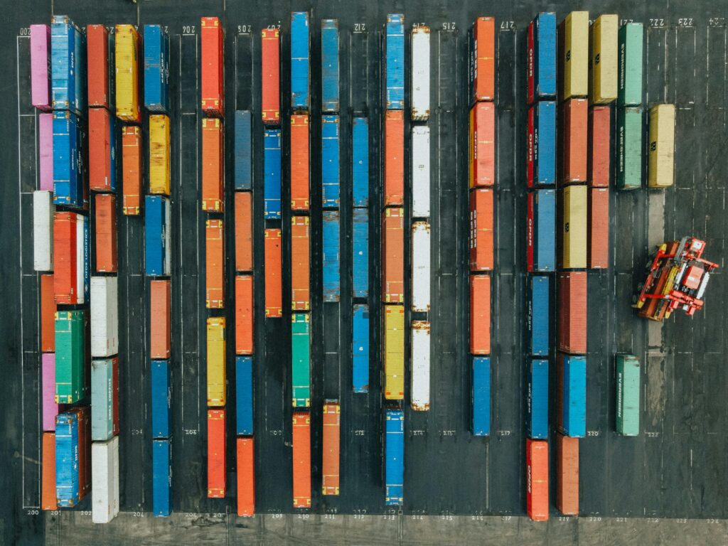 ocean freight containers at the port