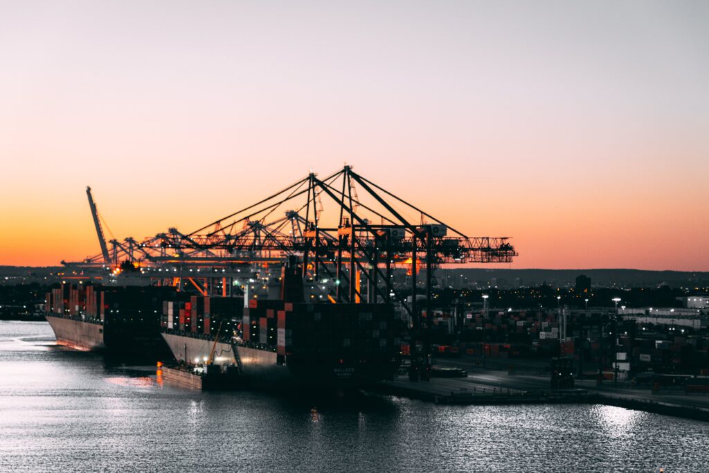 ocean freight containers at port