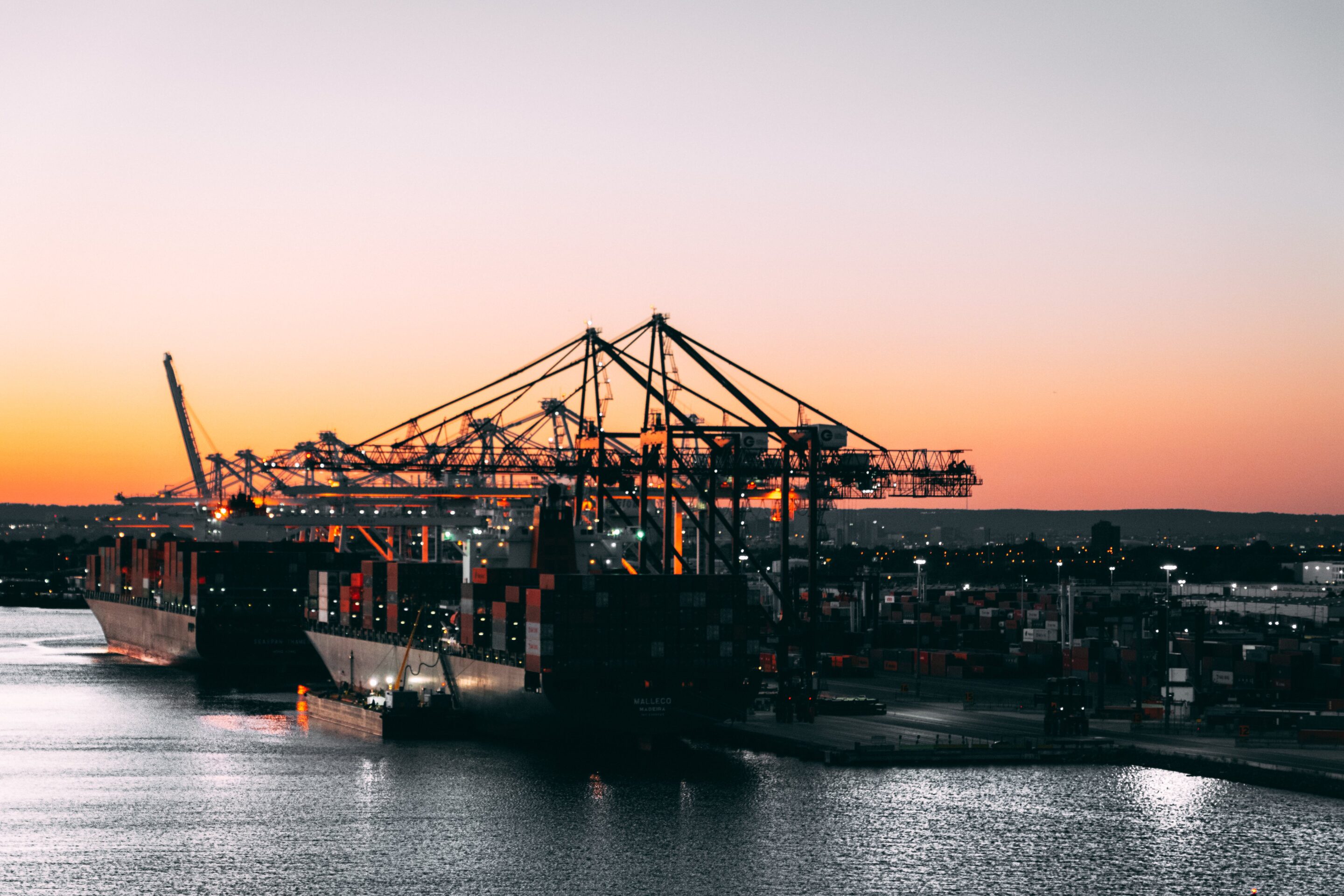 ocean freight containers at port