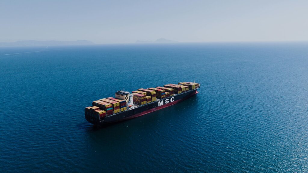 ocean freight carrier ship full of containers