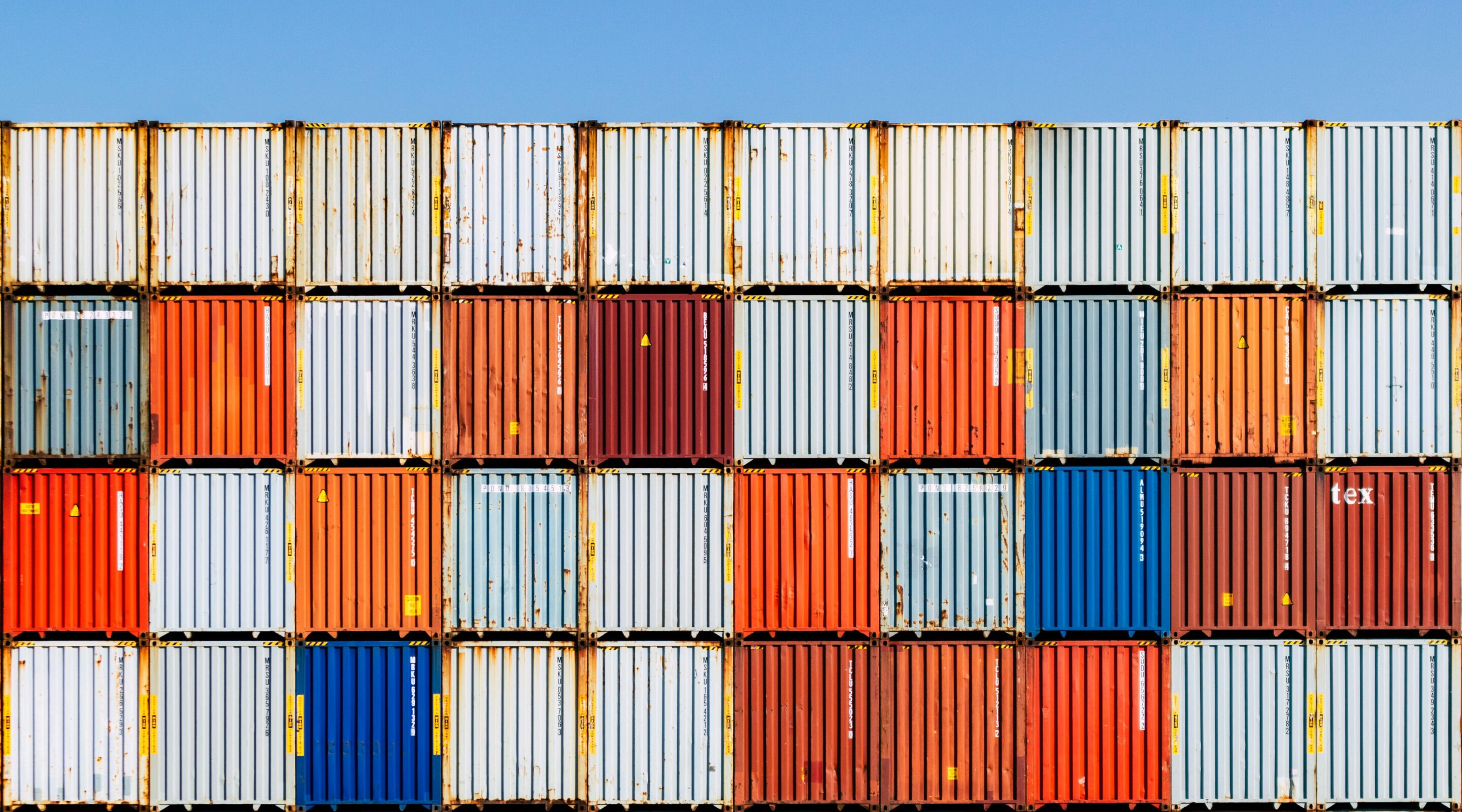 freight containers stacked at port