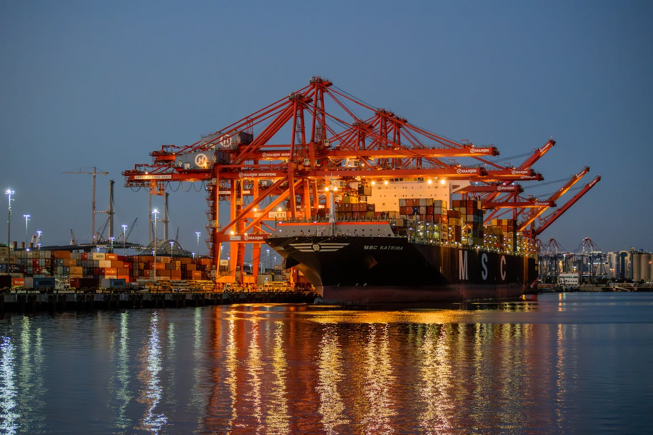 ocean freight carrier ship at port