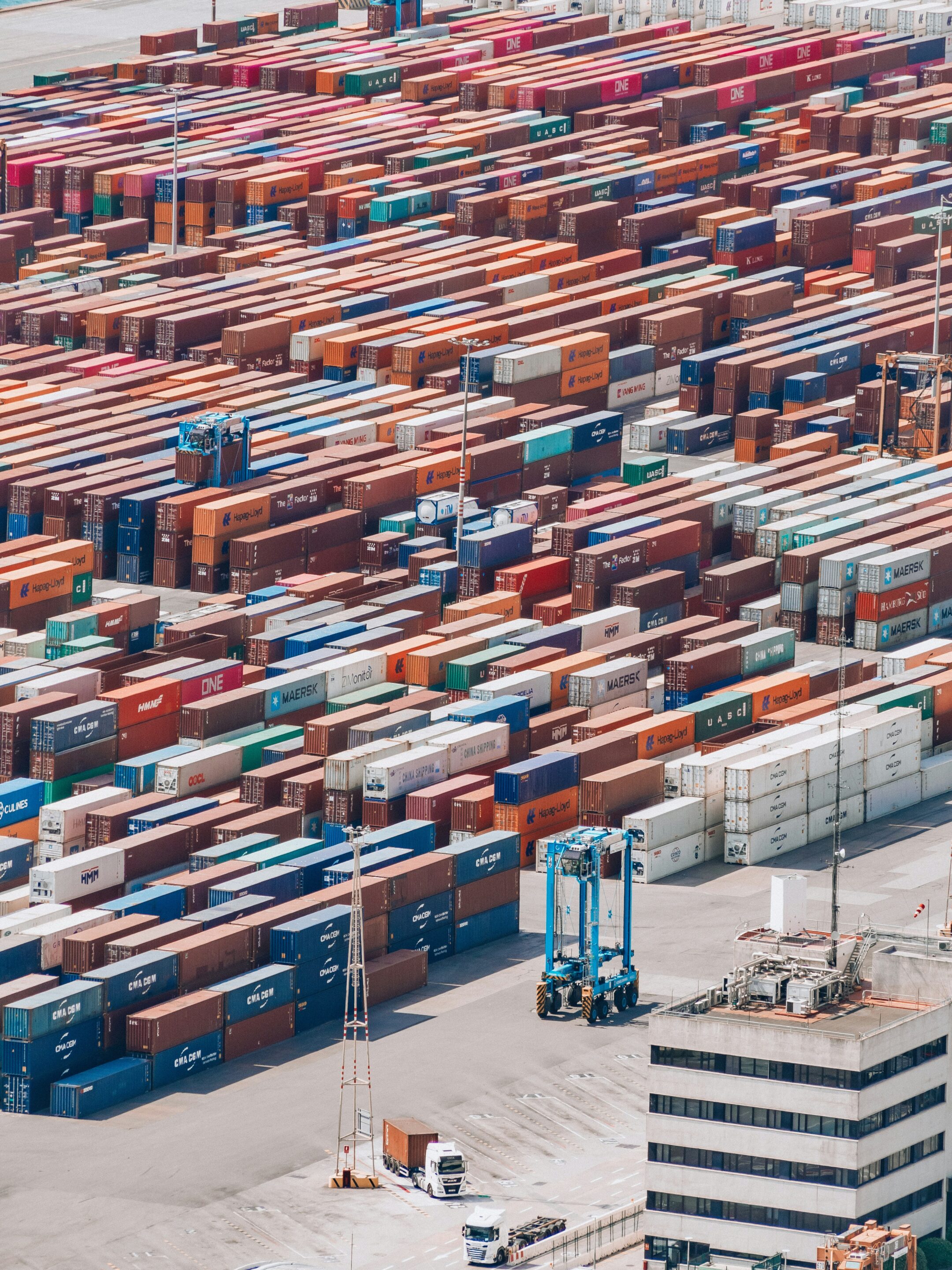 ocean freight containers stored at port