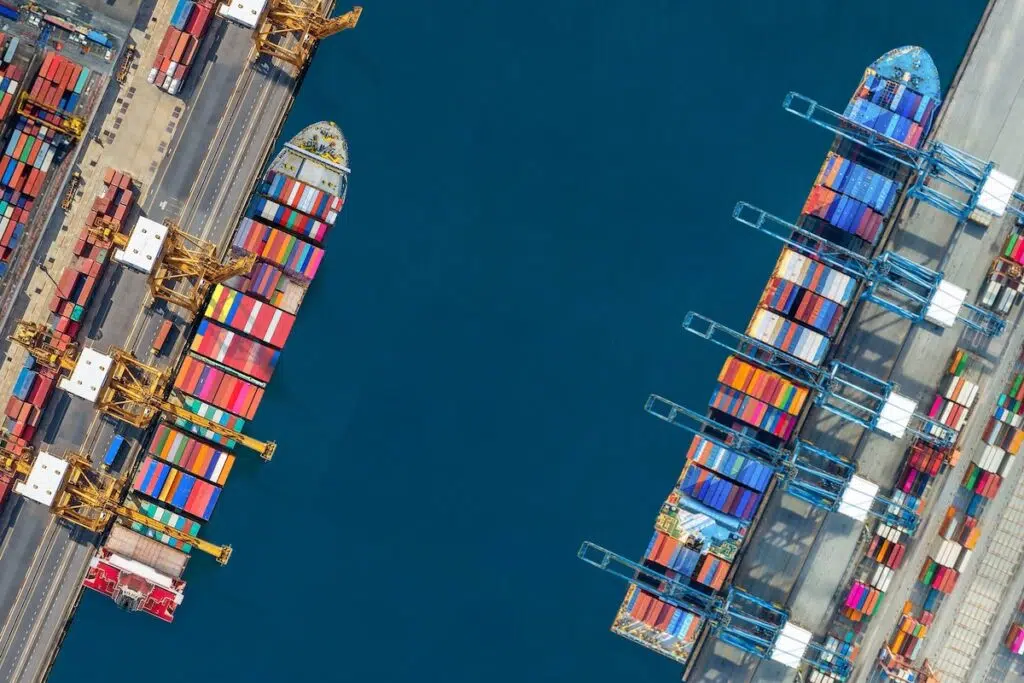 Container ships bunched in double sailings on the Asia to US West Coast trade during Golden Week