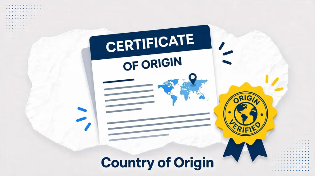 Country of Origin Documents: How to Prove Origin to CBP 1 shipping container and compliance document representing CBP customs enforcement rules