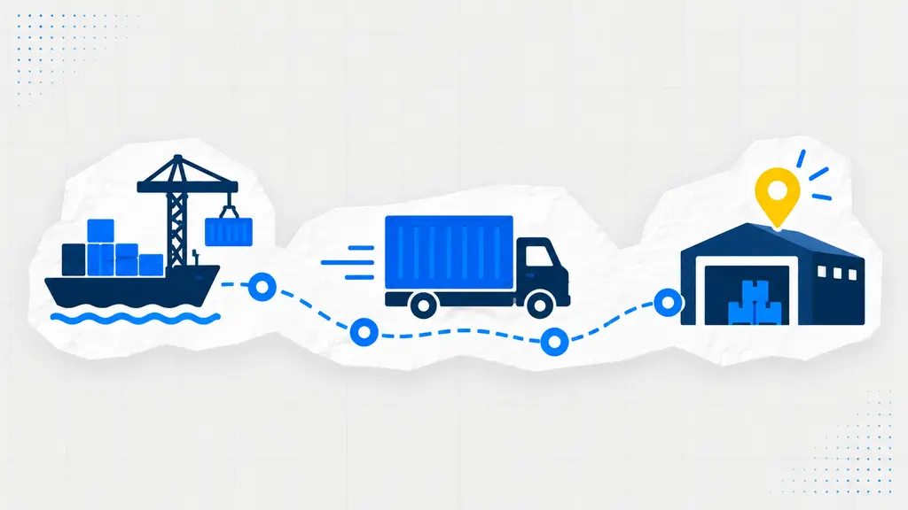 Two containers at a handoff point illustrating customs release coordination steps