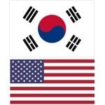 United States Flag with South Korea Flag