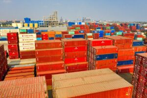 ocean freight containers at port