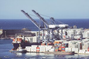 ocean freight containers at port