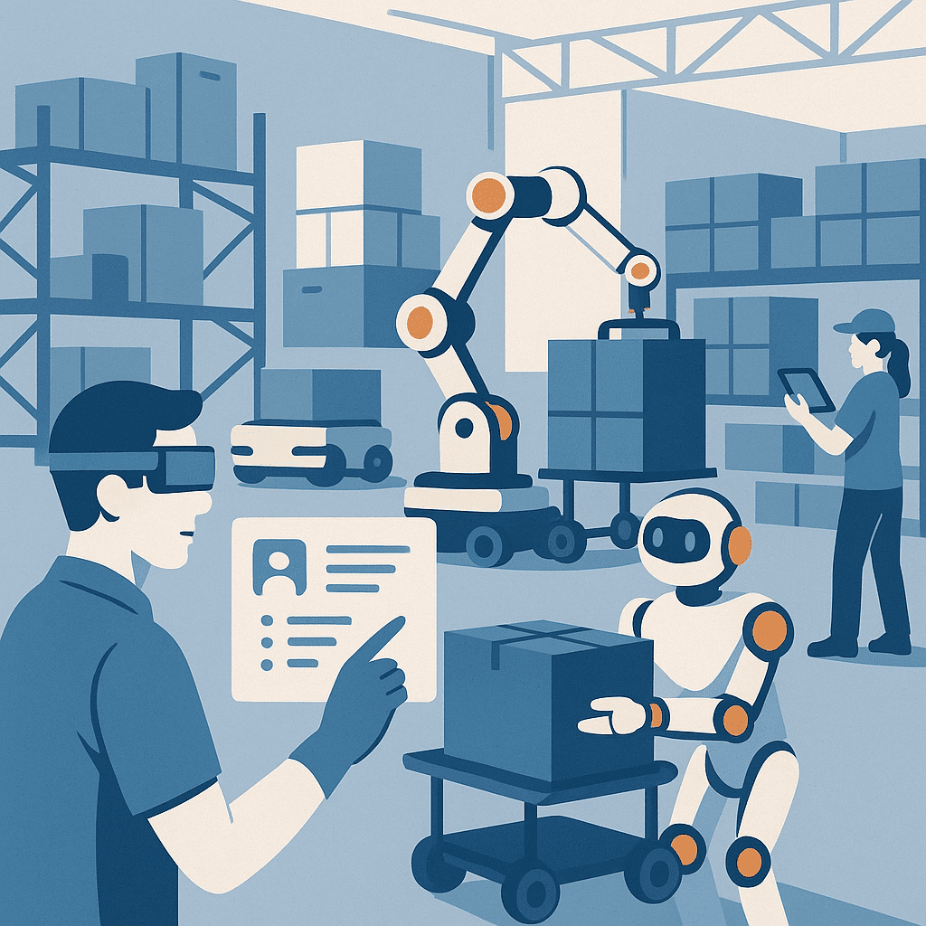 Warehouse automation with AR-guided workers